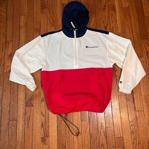Champion Red White and Blue Windbreaker Anorak Jacket
